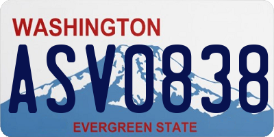 WA license plate ASV0838