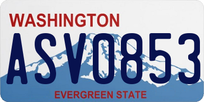 WA license plate ASV0853