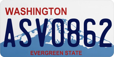 WA license plate ASV0862