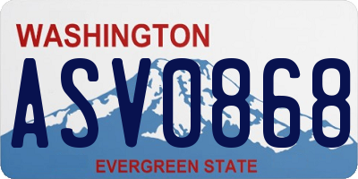 WA license plate ASV0868
