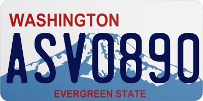 WA license plate ASV0890
