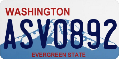 WA license plate ASV0892