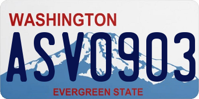 WA license plate ASV0903