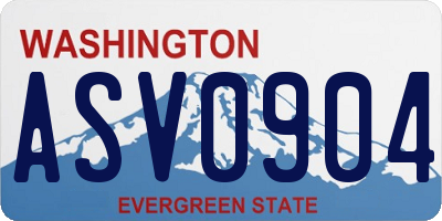 WA license plate ASV0904