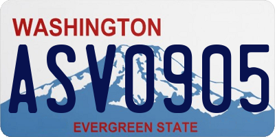 WA license plate ASV0905