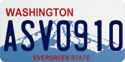 WA license plate ASV0910