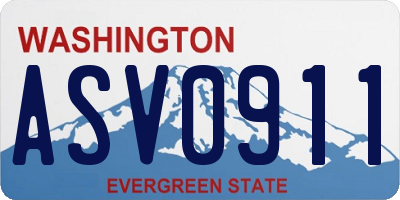WA license plate ASV0911
