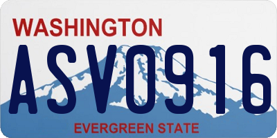 WA license plate ASV0916