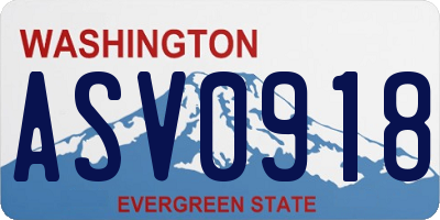 WA license plate ASV0918