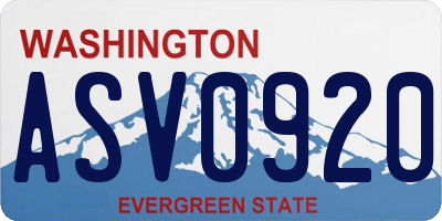 WA license plate ASV0920