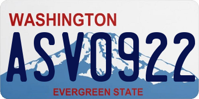 WA license plate ASV0922