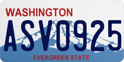 WA license plate ASV0925