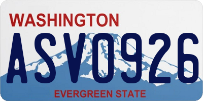 WA license plate ASV0926