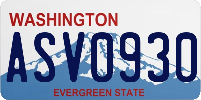 WA license plate ASV0930