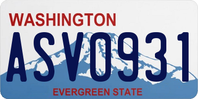 WA license plate ASV0931
