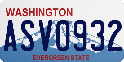 WA license plate ASV0932