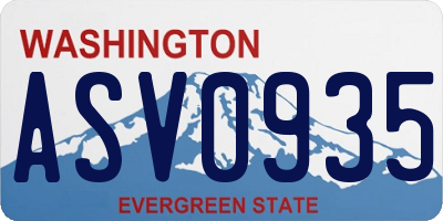 WA license plate ASV0935