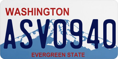 WA license plate ASV0940