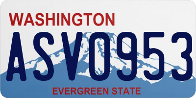 WA license plate ASV0953