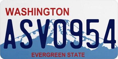 WA license plate ASV0954