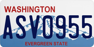 WA license plate ASV0955