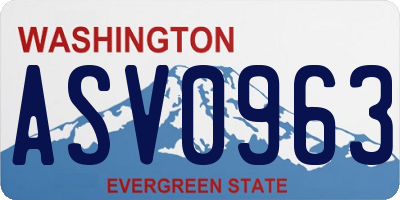 WA license plate ASV0963