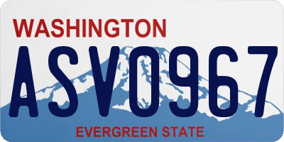 WA license plate ASV0967