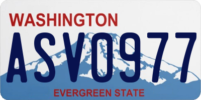 WA license plate ASV0977