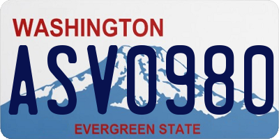 WA license plate ASV0980