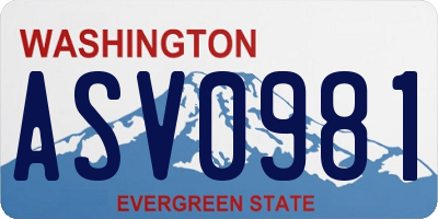 WA license plate ASV0981