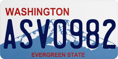 WA license plate ASV0982