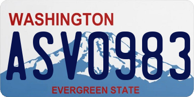 WA license plate ASV0983