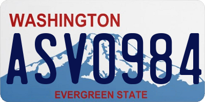 WA license plate ASV0984