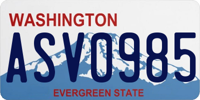WA license plate ASV0985