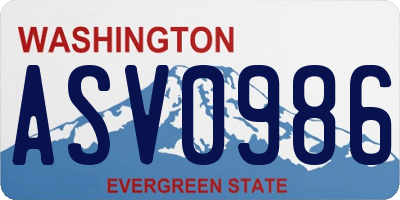 WA license plate ASV0986