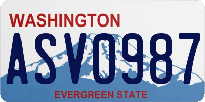 WA license plate ASV0987