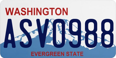 WA license plate ASV0988