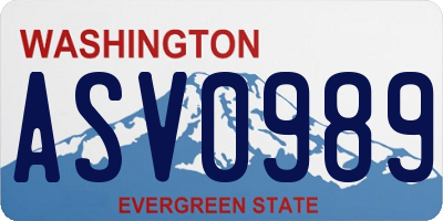 WA license plate ASV0989