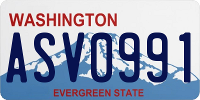 WA license plate ASV0991