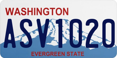 WA license plate ASV1020