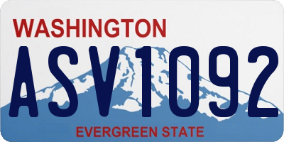 WA license plate ASV1092