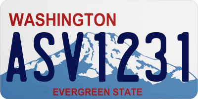 WA license plate ASV1231