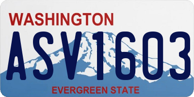 WA license plate ASV1603