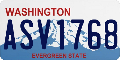 WA license plate ASV1768