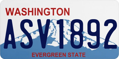 WA license plate ASV1892