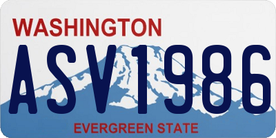 WA license plate ASV1986