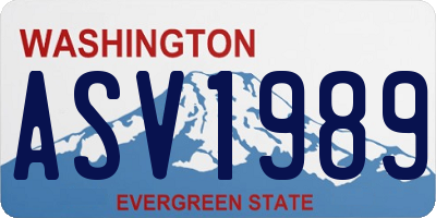 WA license plate ASV1989