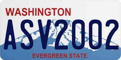 WA license plate ASV2002