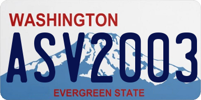 WA license plate ASV2003