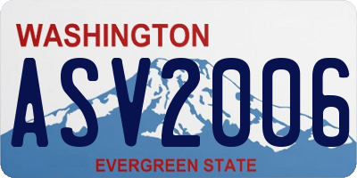 WA license plate ASV2006